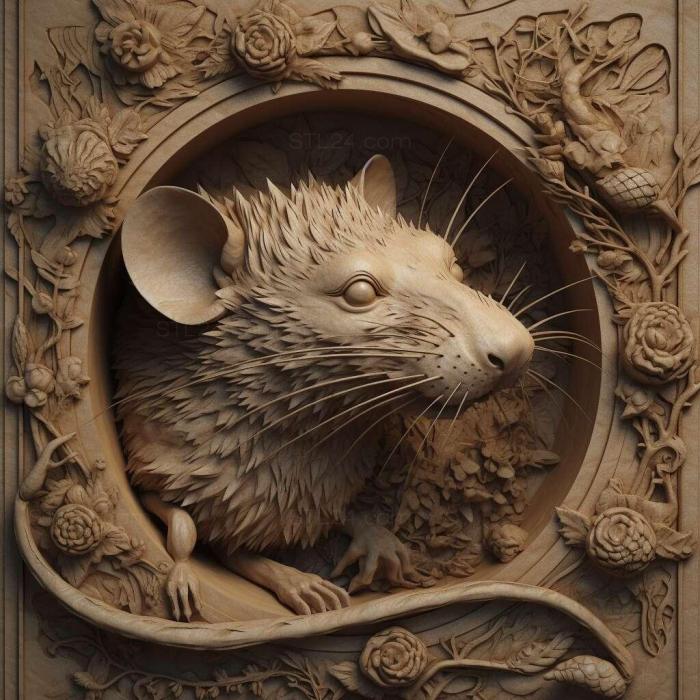 Nature and animals (rat 1, NATURE_6473) 3D models for cnc